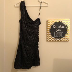 Express Black Lace One Shoulder Dress, Size 12